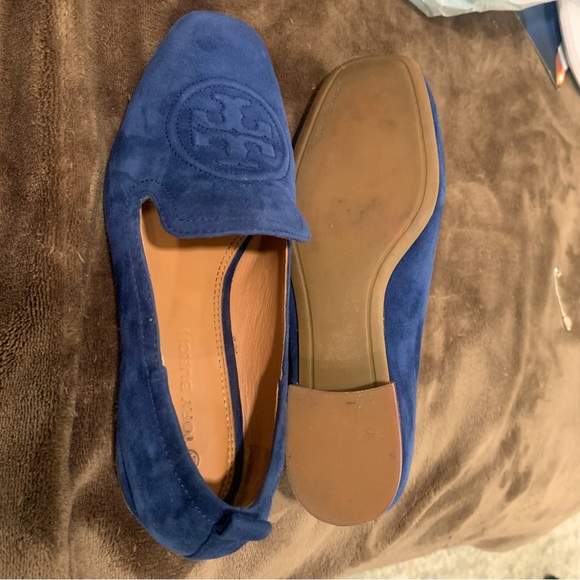 Tory Burch Blue Suede Loafers - Picture 1 of 13